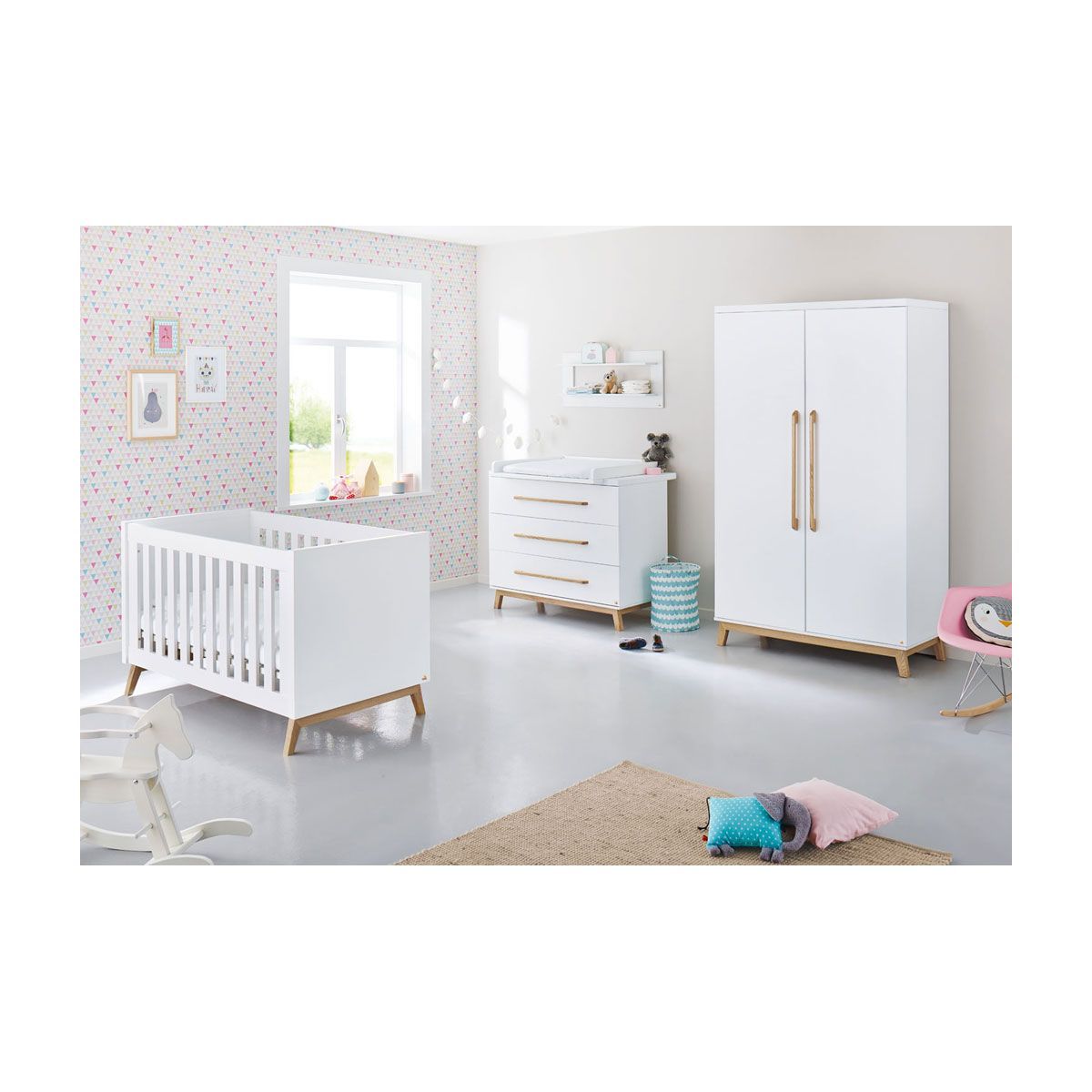 Pinolino Riva Kinderzimmer-Set breit, 3tlg. 1x Bett, 1x Schrank, 1x Wickelkommode