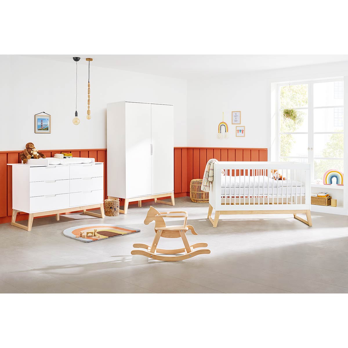Pinolino Bridge Kinderzimmer extrabreit - 2T Weiß/Esche klar lackiert