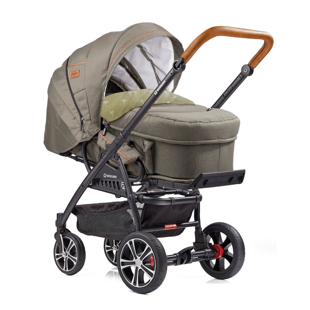 Gesslein F4 Air Plus Kinderwagen Gestell schwarz  mit C2-Compact Tragetasche Farbe wählbar