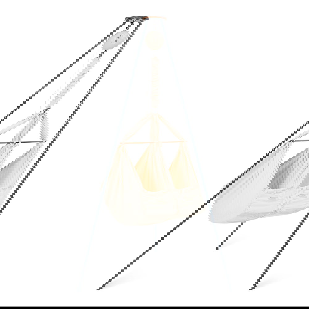 Moonboon Ökologische Zwillings-Federwiegen-Bundle Nature mit Motor Original, Gestell grau