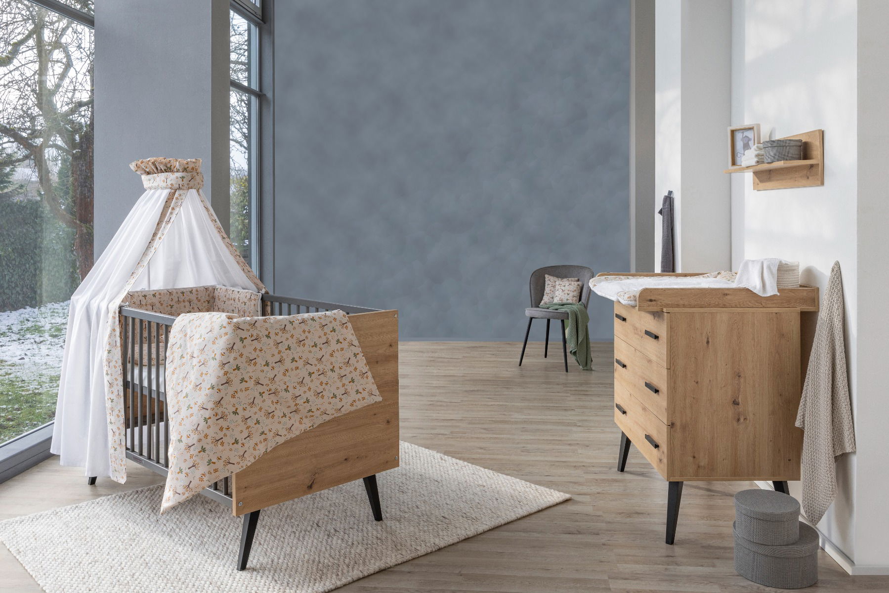 Schardt Kinderzimmer Morris Oak - Bett/Umbauseiten und Wickelkommode