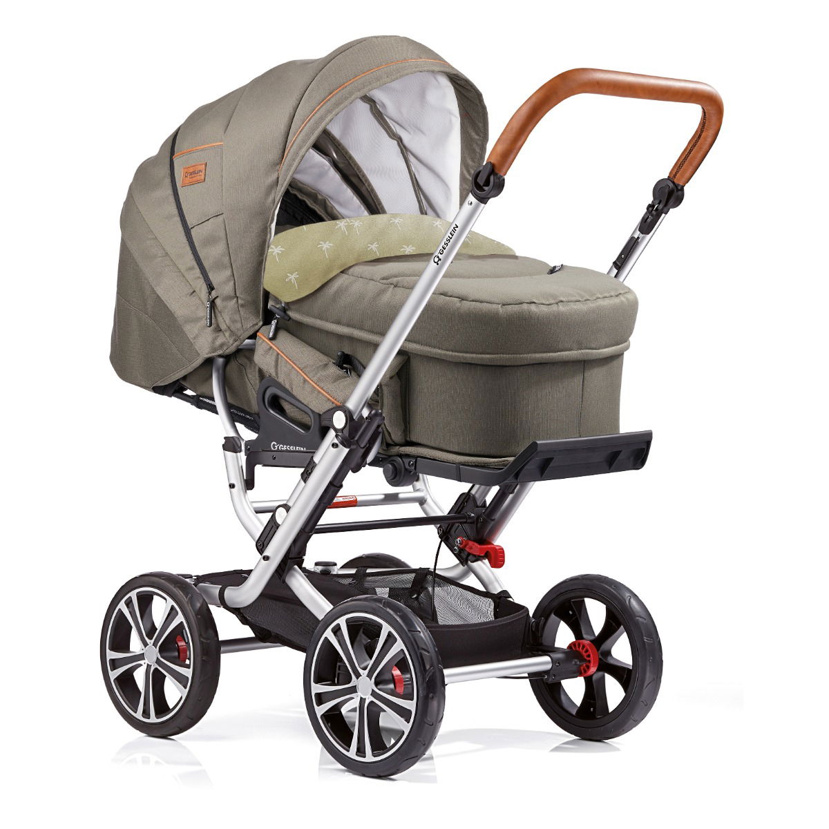 Gesslein F10 Air Plus Kinderwagen Gestell eloxiert mit C2-Compact Tragetasche Farbe wählbar