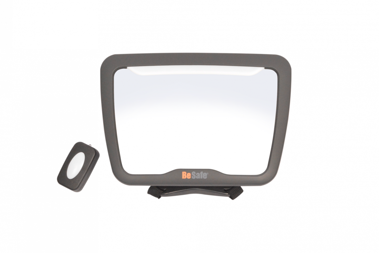 BeSafe XL2 Babyspiegel mit LED-Licht & Fernbedienung Schwarz mit BeSafe Logo