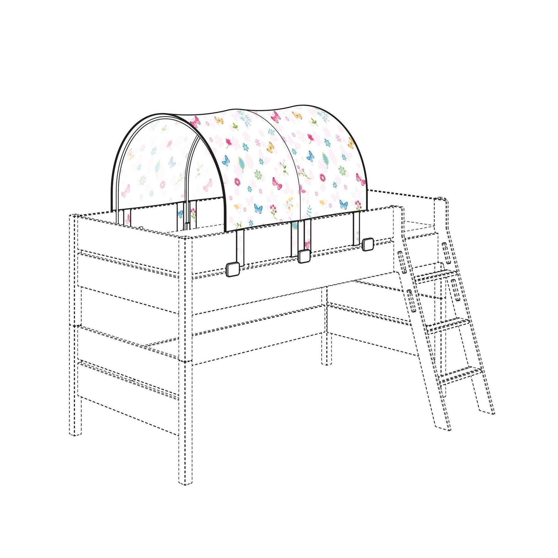 Paidi Halb-Zelt Allover 120 "Schmetterling" Befestigung in silber