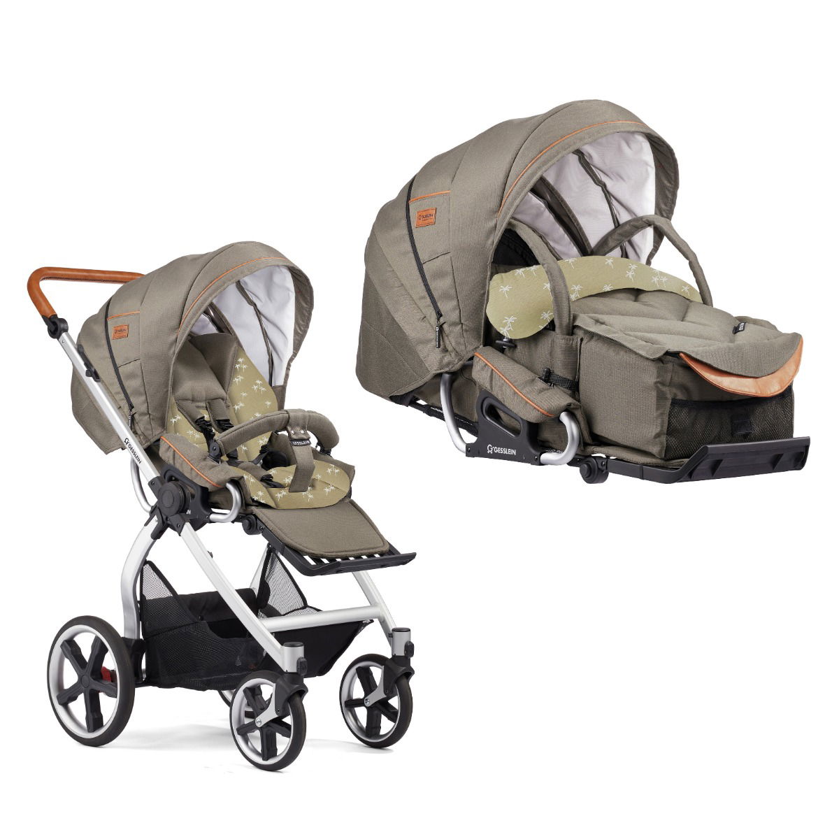 Gesslein FX4 Classic Kinderwagen Gestell eloxiert mit C1-Lift Tragetasche Farbe wählbar