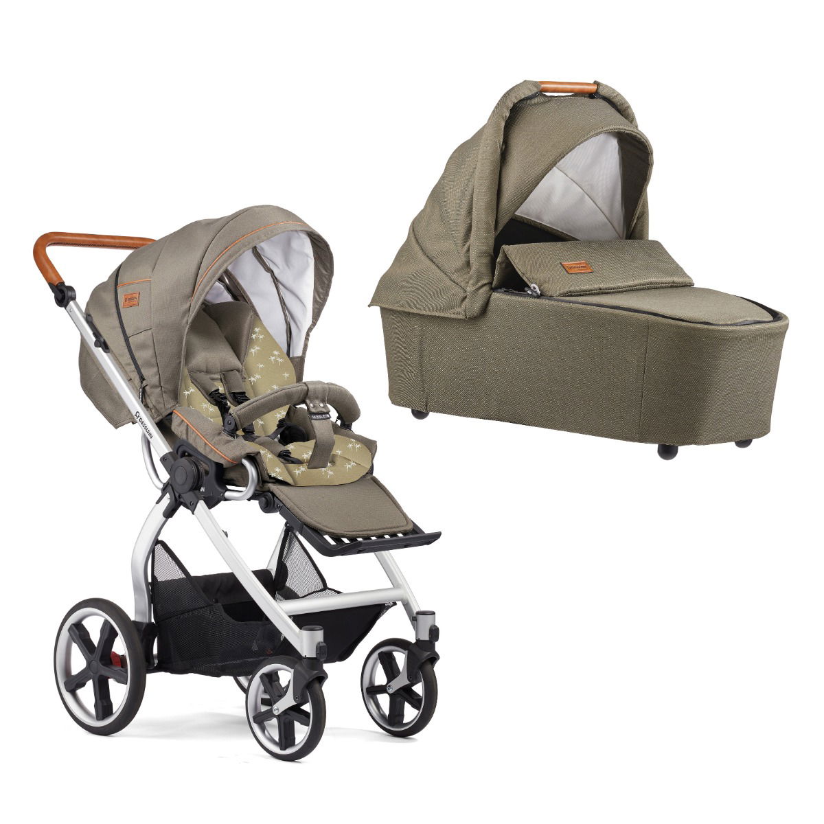Gesslein FX4 Classic Kinderwagen Gestell eloxiert mit Panorama Lyx Babywanne Farbe wählbar