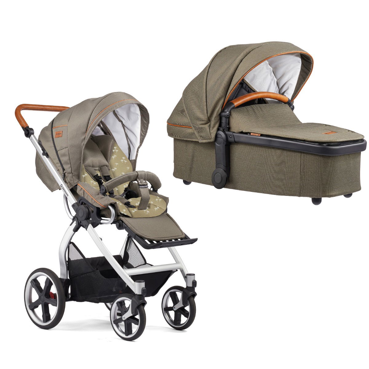 Gesslein FX4 Classic Kinderwagen Gestell eloxiert mit Panorama Relax Babywanne Farbe wählbar