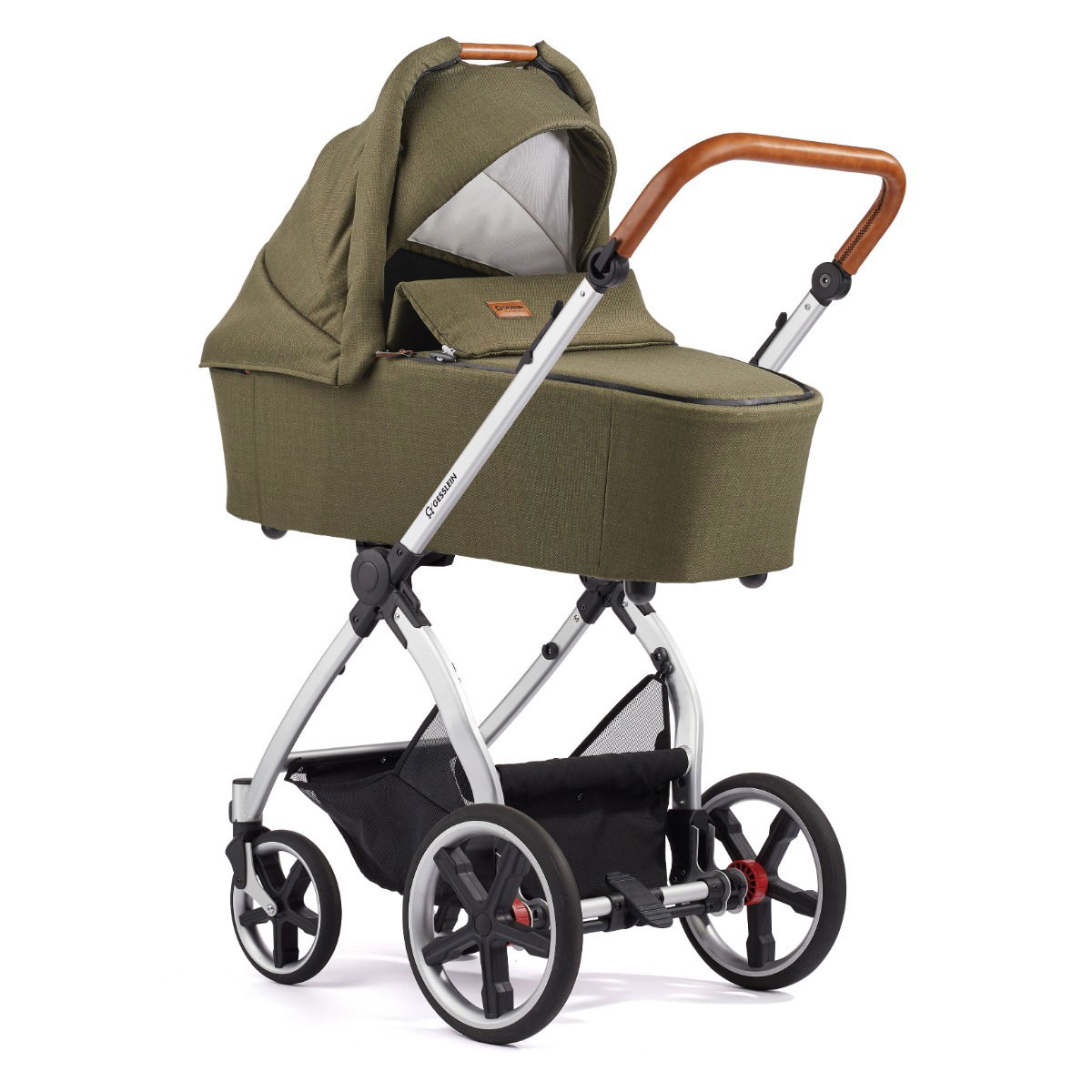 Gesslein FX4 Swing Kinderwagen mit Handbremse Gestell eloxiert mit Panorama Lyx Babywanne Farbe wählbar