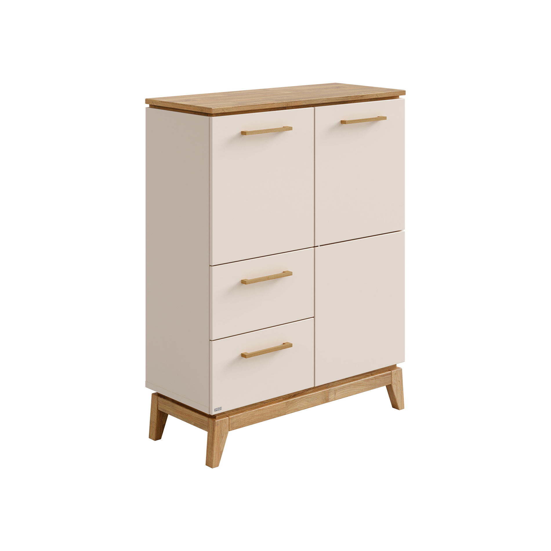 Paidi STIENE Highboard 2 Türen, 2 Schubladen, Cashmere-Beige/Eiche