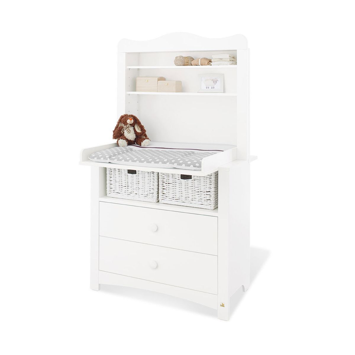 Pinolino Florentina Wickelkommode breit + Aufsatz 2 Schubkästen, 1 Fach - zum Toppreis