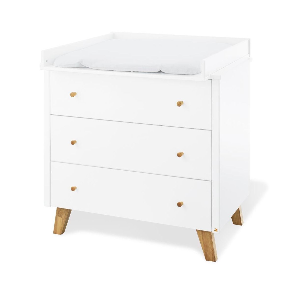 Pinolino Pan Wickelkommode breit MDF weiß / Eiche massiv - zum Toppreis