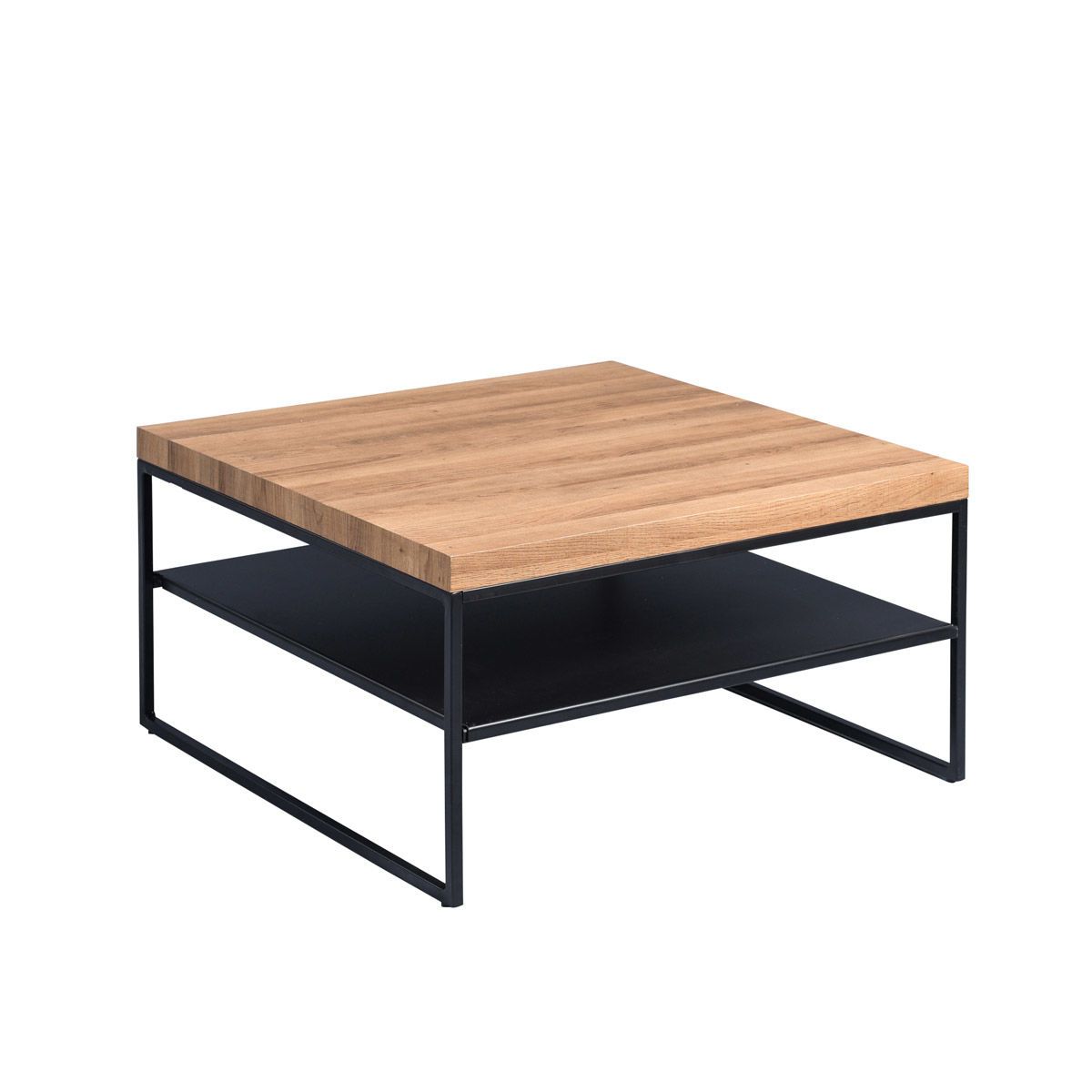 HomeTrends4You Couchtisch Vista 2 Dekor Eich braun | Gestell Metall schwarz