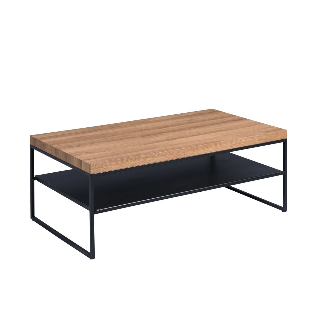 M2 Kollektion Couchtisch Vista 3 Dekor Eich braun | Gestell Metall schwarz
