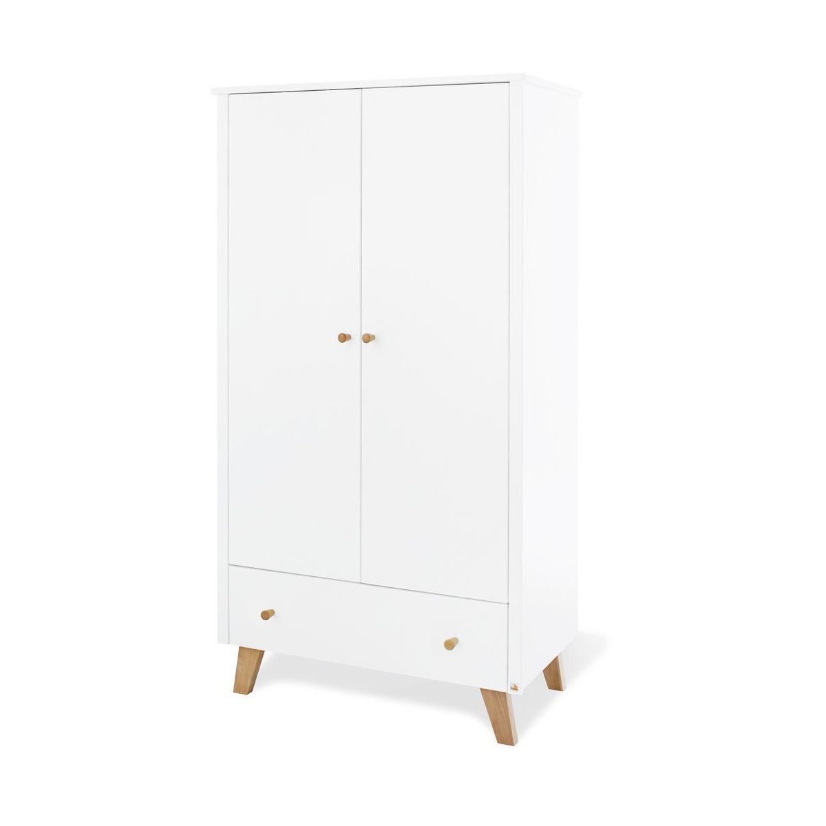 Pinolino Pan Kleiderschrank 2T, 1S MDF weiß / Eiche massiv - zum Toppreis