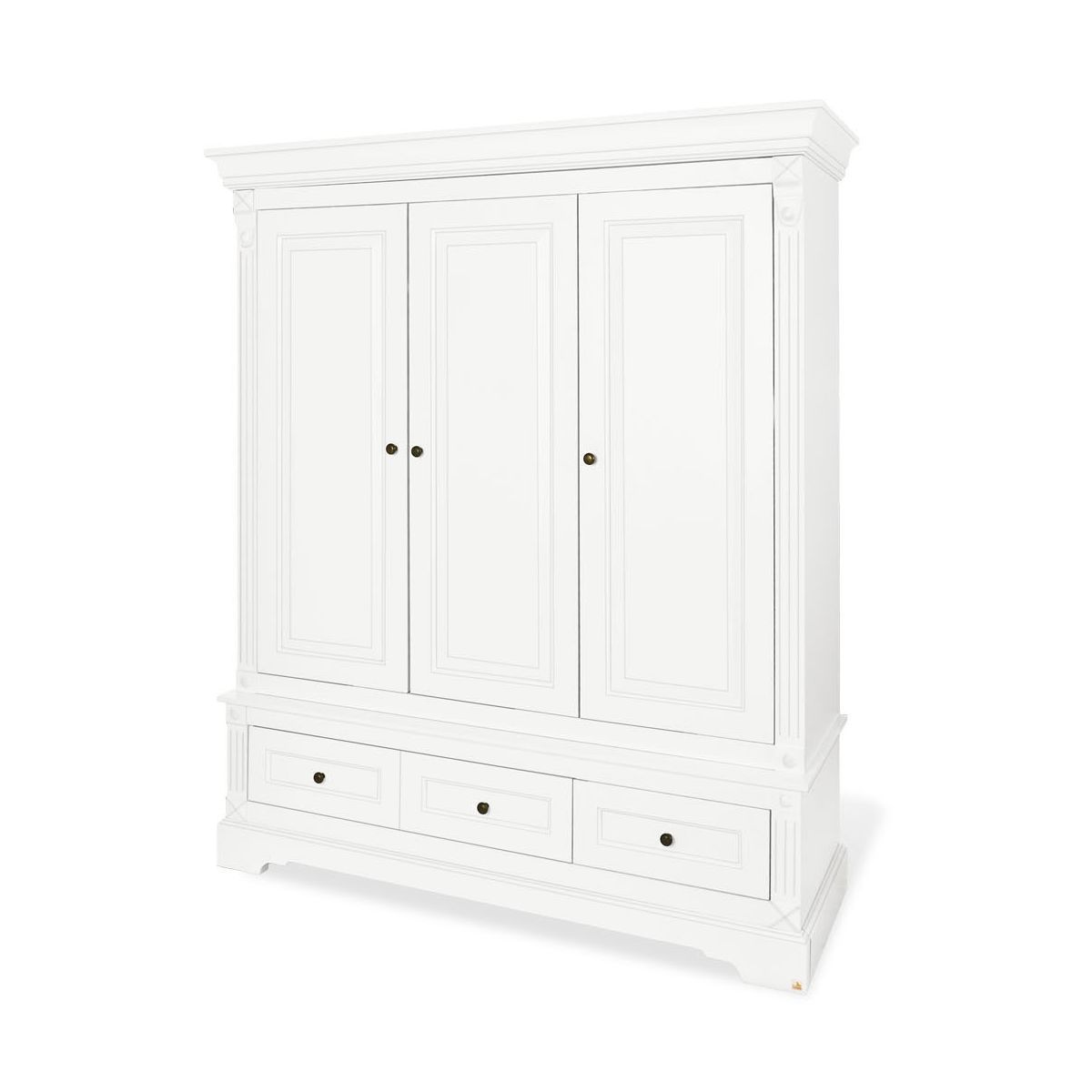 Pinolino Emilia 3-türig. Kleiderschrank, mit Kleiderstange, 2x Schubladen und 5xAblagefächern, weiß, 208cm x 178cm x 58cm
