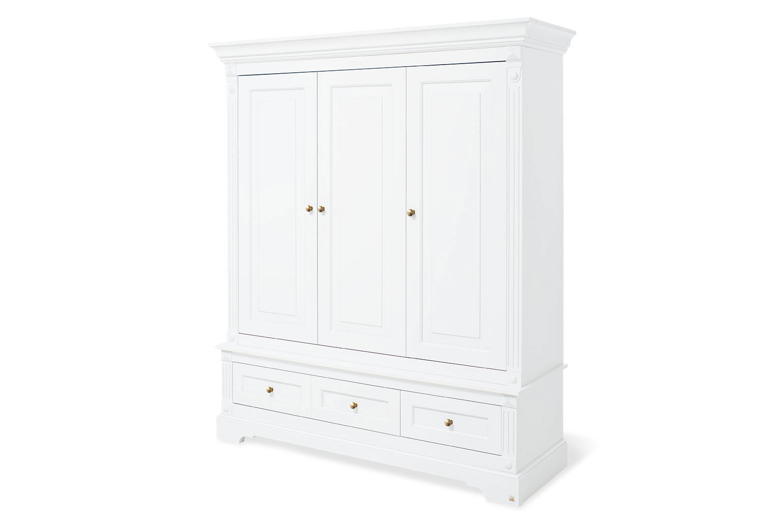 Pinolino Emilia Gold Kleiderschrank groß 3T, 2S MDF weiß