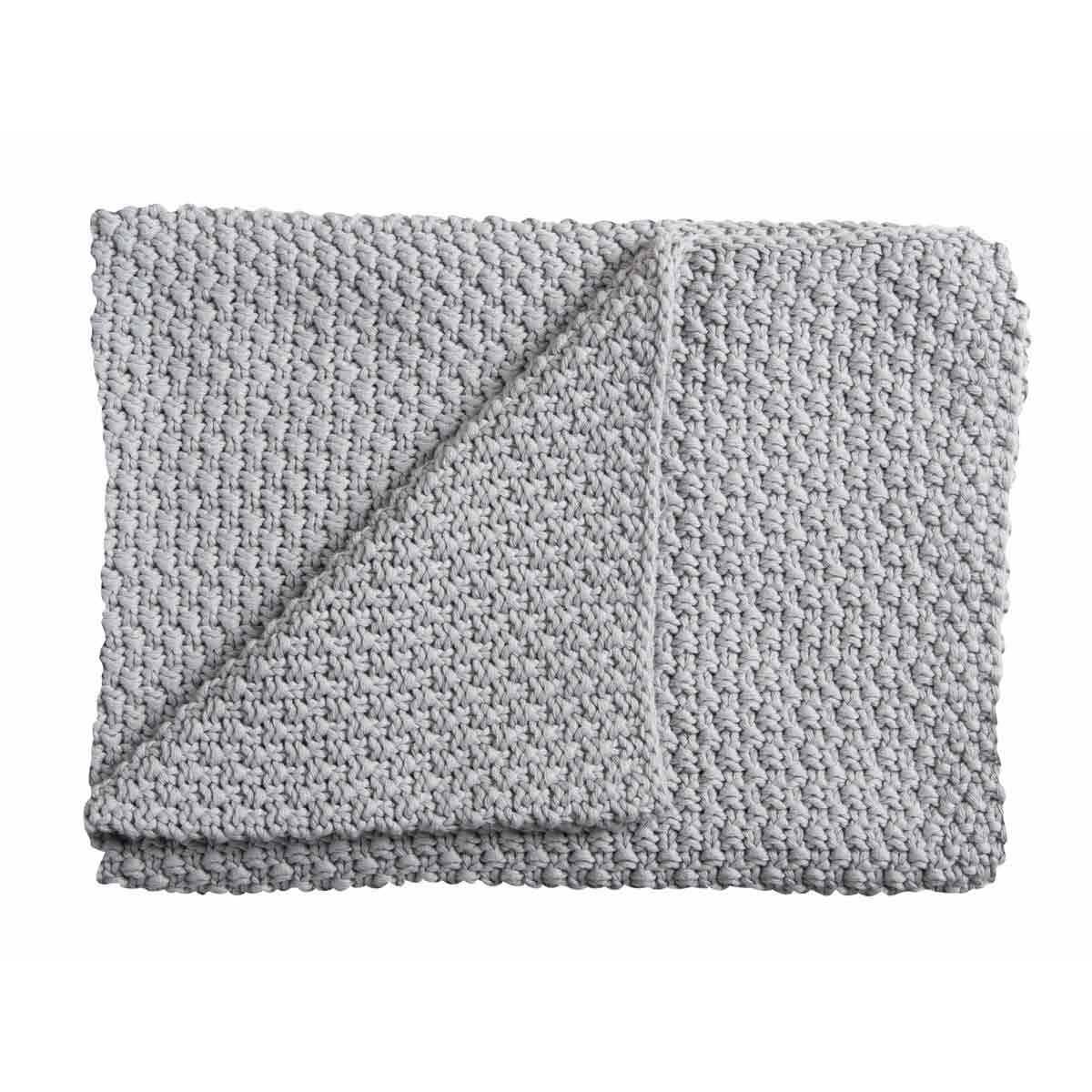 Schardt Strickdecke hellgrau 75x100 cm Tagesdecke - 100% Baumwolle