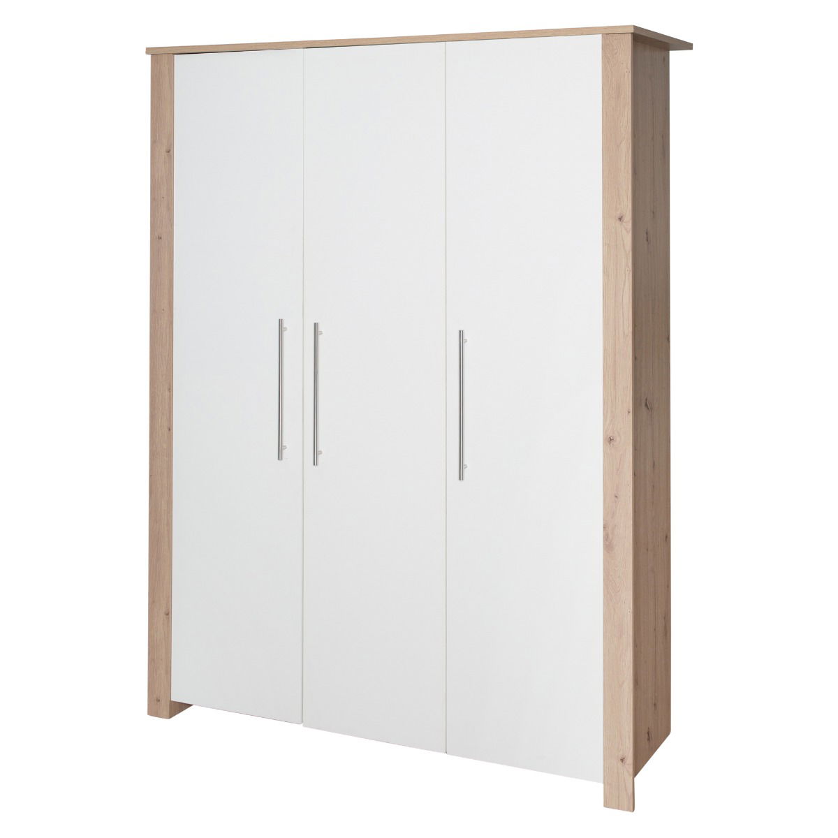 Roba Malo Kleiderschrank 3-türig, Weiß / Eiche-Holzdekor