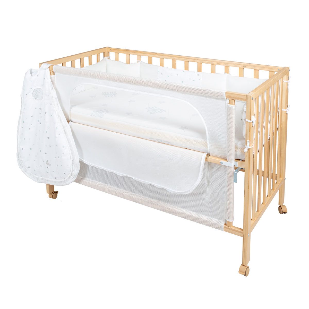 Roba Room Bed safe asleep® Sternenzauber - Natur inkl. Nestchen Air, Matratze & Schlafsack Easy Air