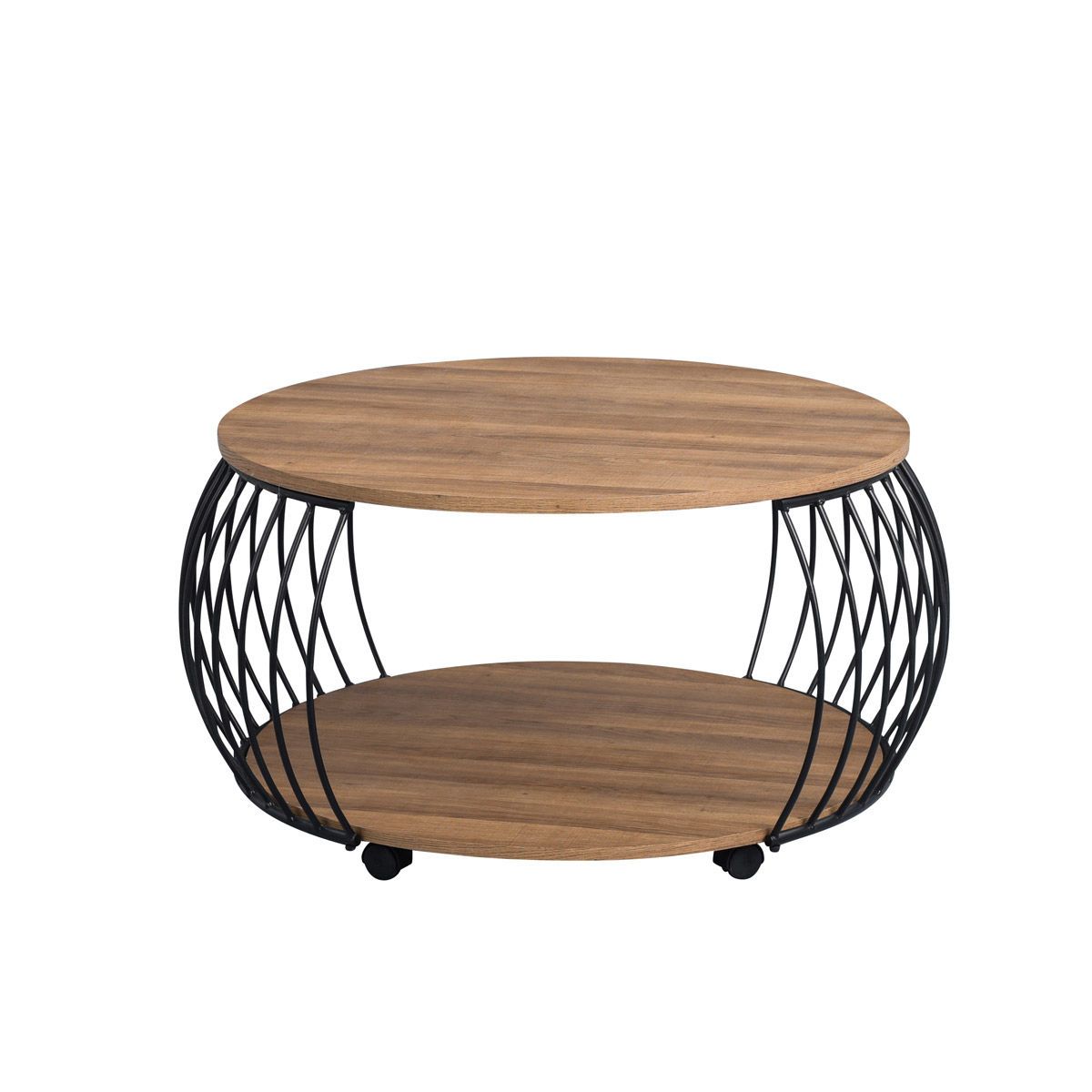 HomeTrends4You Couchtisch Peking 2 Durchmesser 80 cm | Dekor Eiche braun