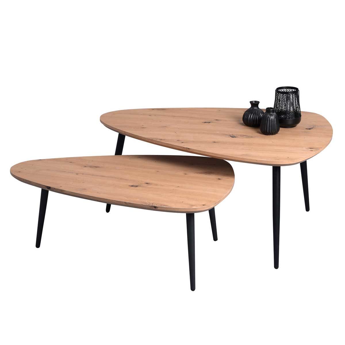 M2 Kollektion Couchtisch Luka 2er-Set MDF Dekor Artisaneiche, Gestell Metall anthrazit