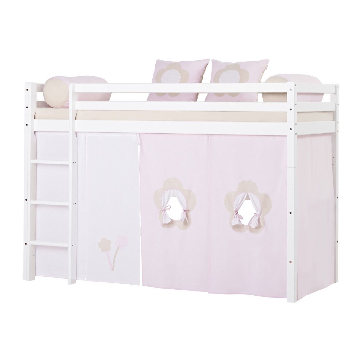 Hoppekids Vorhang-Set für mittelhohes Bett 90x200 Dessin FAIRYTALE FLOWER