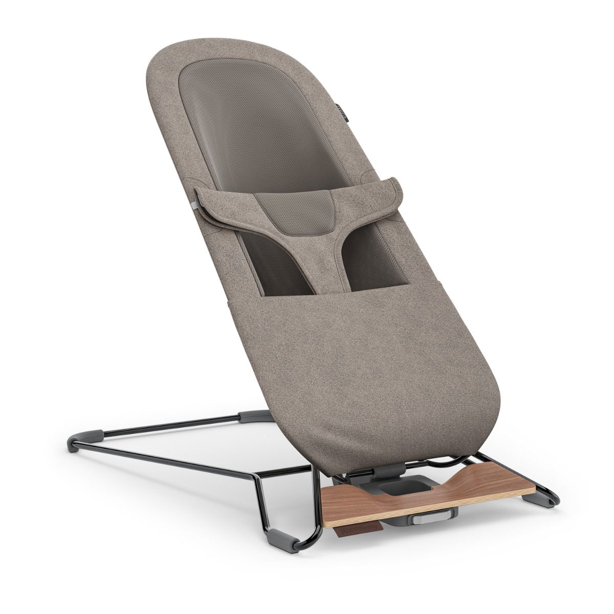UPPABaby Mira 2in1 Wippe und Sitz Wells - Dunkel Taupe Mélange | Schwarzer Rahmen | Walnussholz