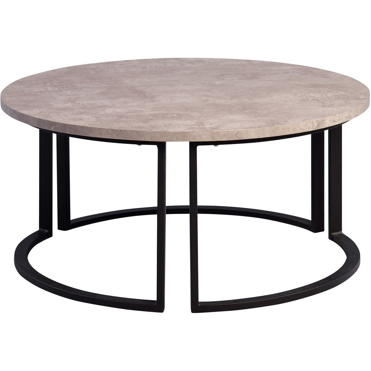M2 Kollektion Couchtisch New York 2 Dekor Betonoptik | Gestell Metall schwarz