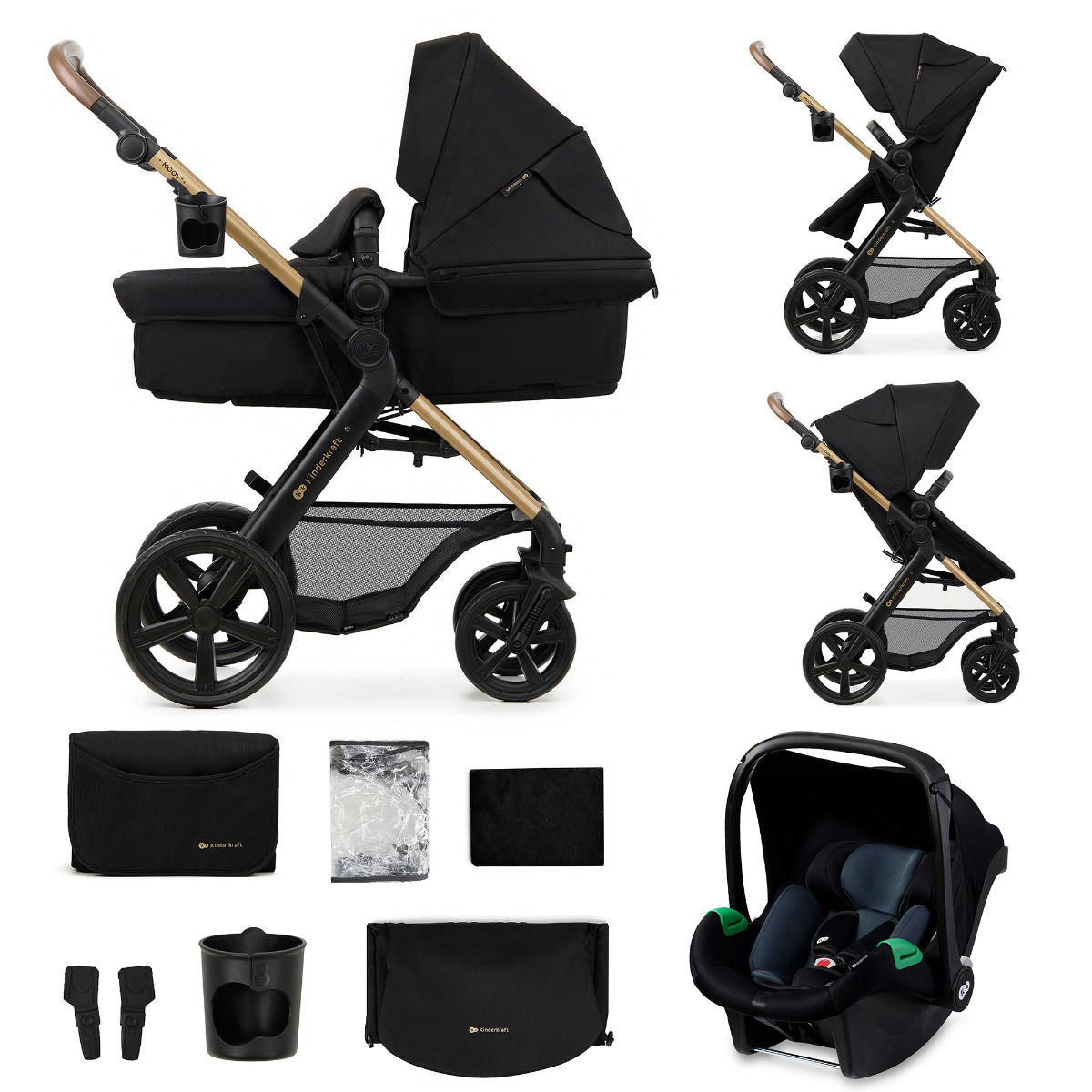 Kinderkraft Kinderwagen 3in1 MOOV 2 Pure Black