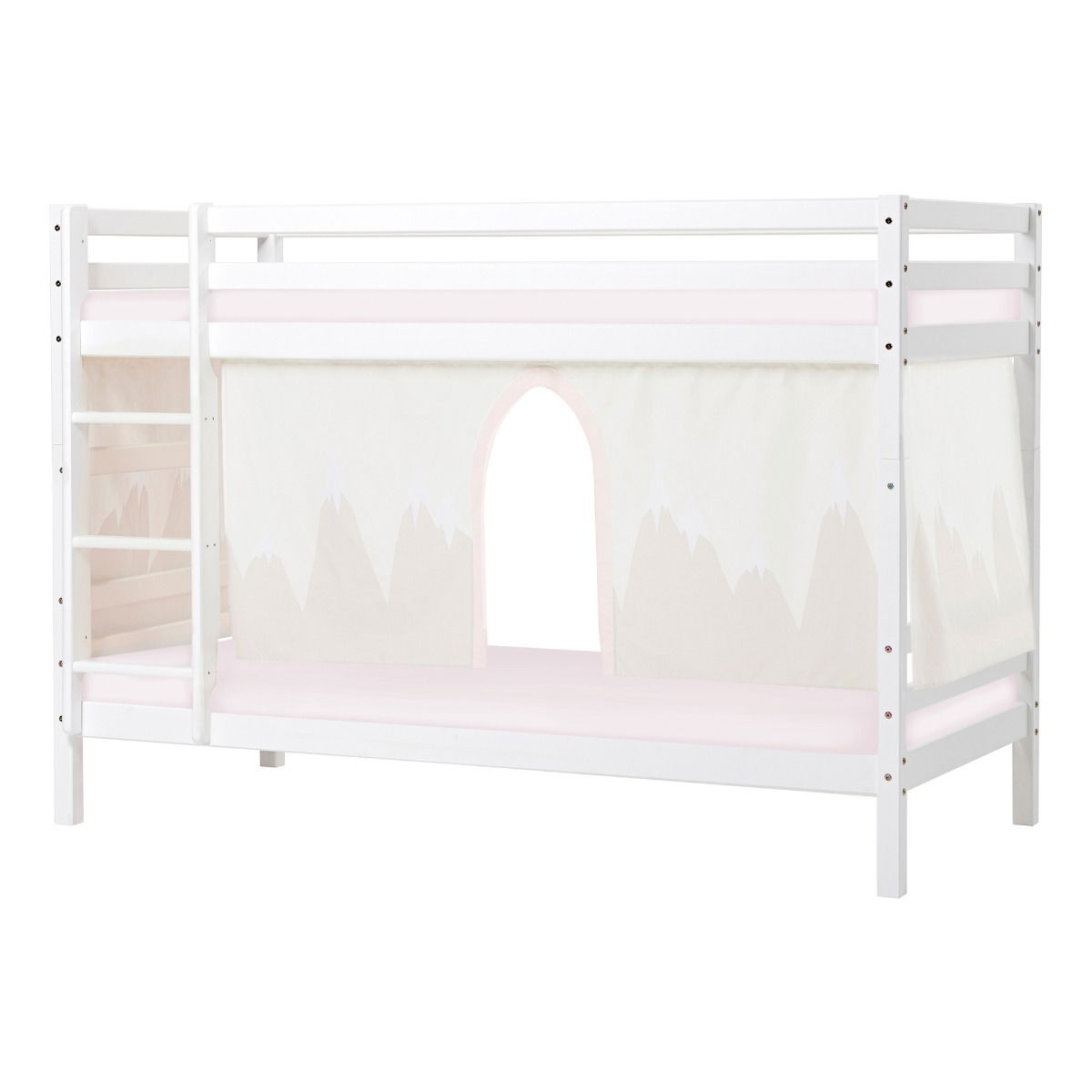 BUNDLE ECO Dream Etagenbett 90x200 cm mit WINTER WONDERLAND Vorhang und Kaltschaum-Matratze