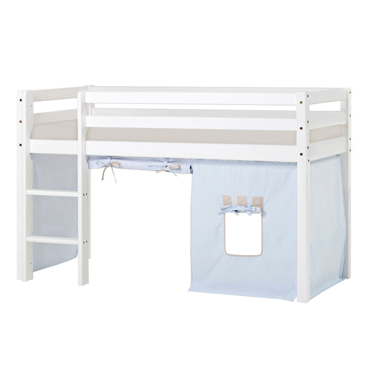 BUNDLE ECO Dream Halbhochbett 70x160 cm (nicht teilbar) mit FAIRYTALE KNIGHT Vorhang und Schaummatratze