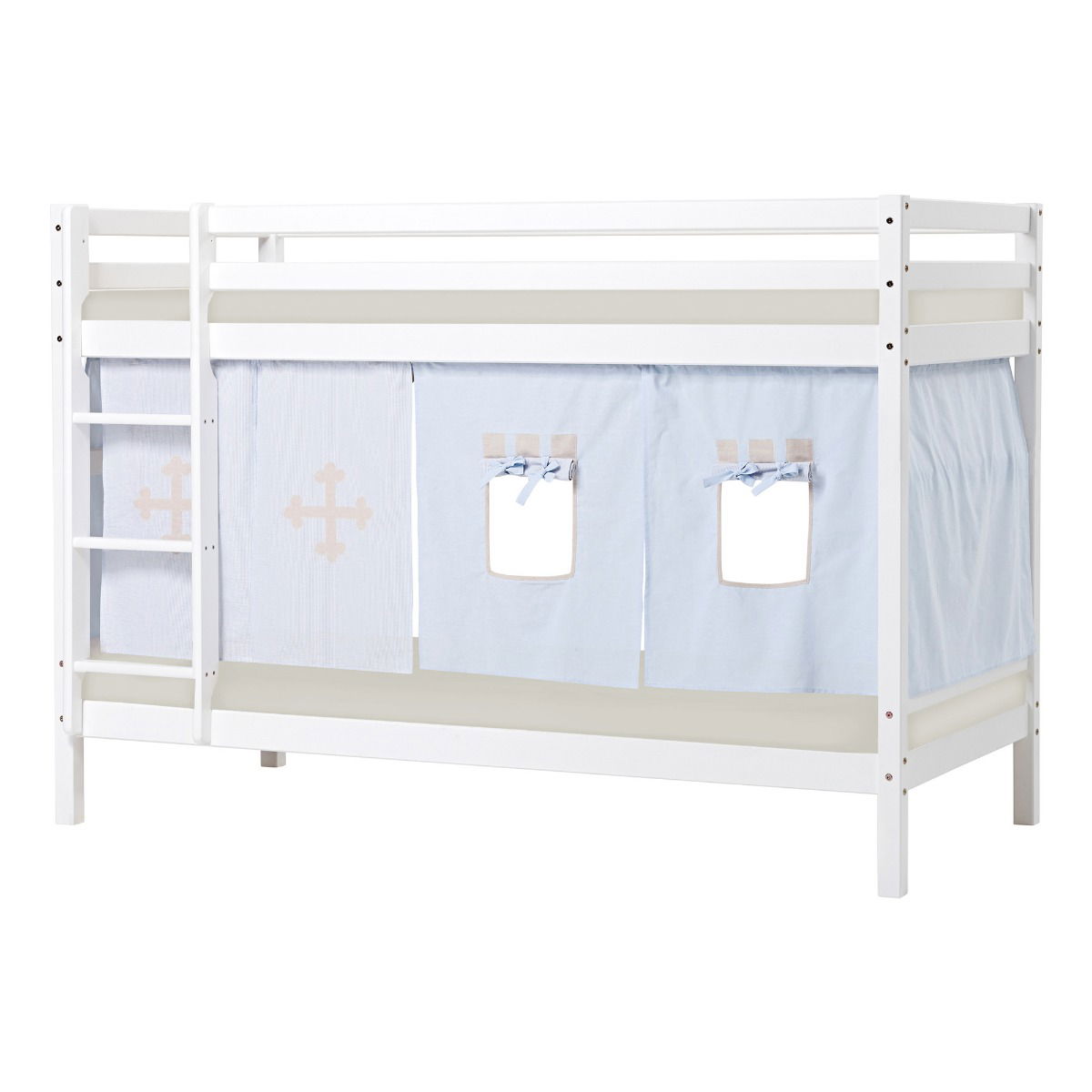 BUNDLE ECO Dream Etagenbett 90x200 cm (nicht teilbar) mit FAIRYTALE KNIGHT Vorhang und Schaummatratze