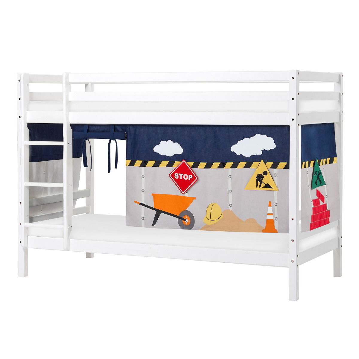 BUNDLE ECO Dream Etagenbett 90x200 cm (nicht teilbar) mit CONSTRUCTION Vorhang und ECO Dream-Matratze