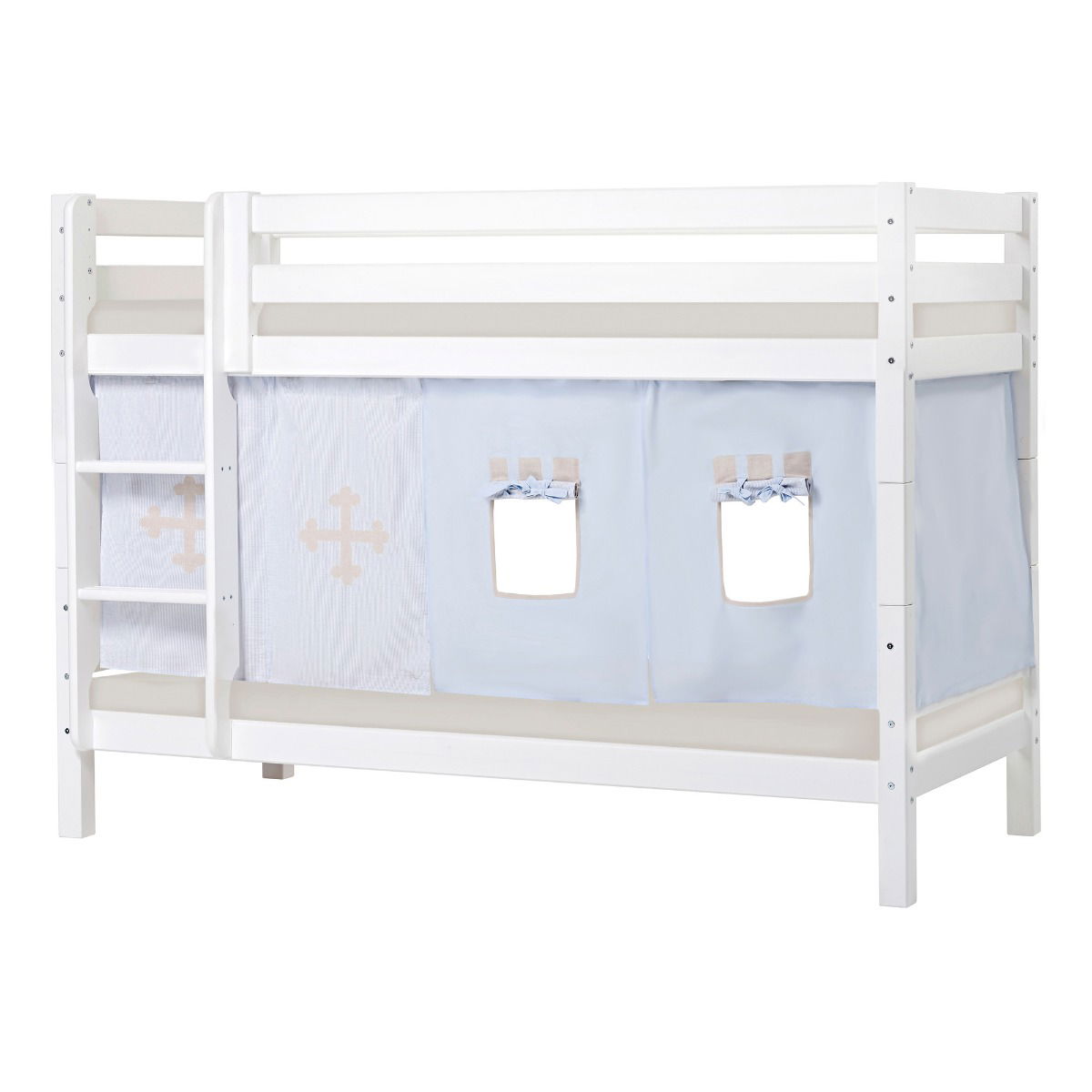 BUNDLE ECO Luxury Etagenbett 90x200 cm mit FAIRYTALE KNIGHT-Vorhang und Kaltschaum-Matratze