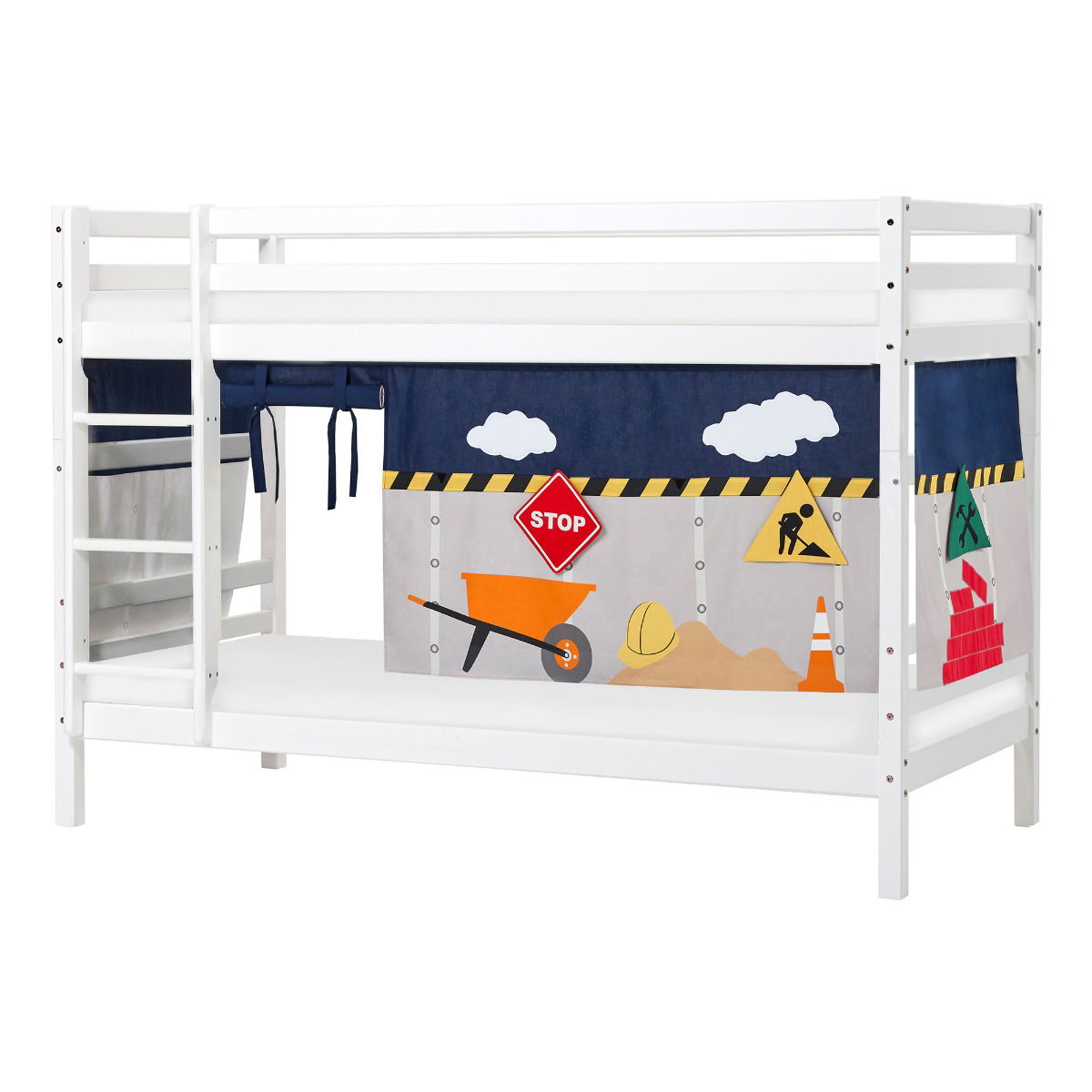 BUNDLE ECO Dream Etagenbett 90x200 cm mit CONSTRUCTION Vorhang und ECO Dream-Matratze