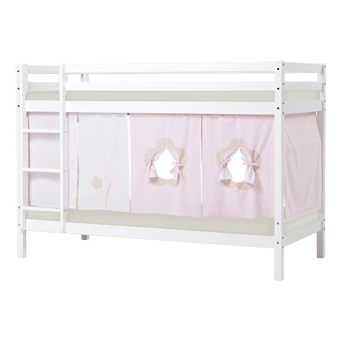 BUNDLE ECO Dream Etagenbett 90x200 cm (nicht teilbar) mit FAIRYTALE FLOWER Vorhang und Schaummatratze