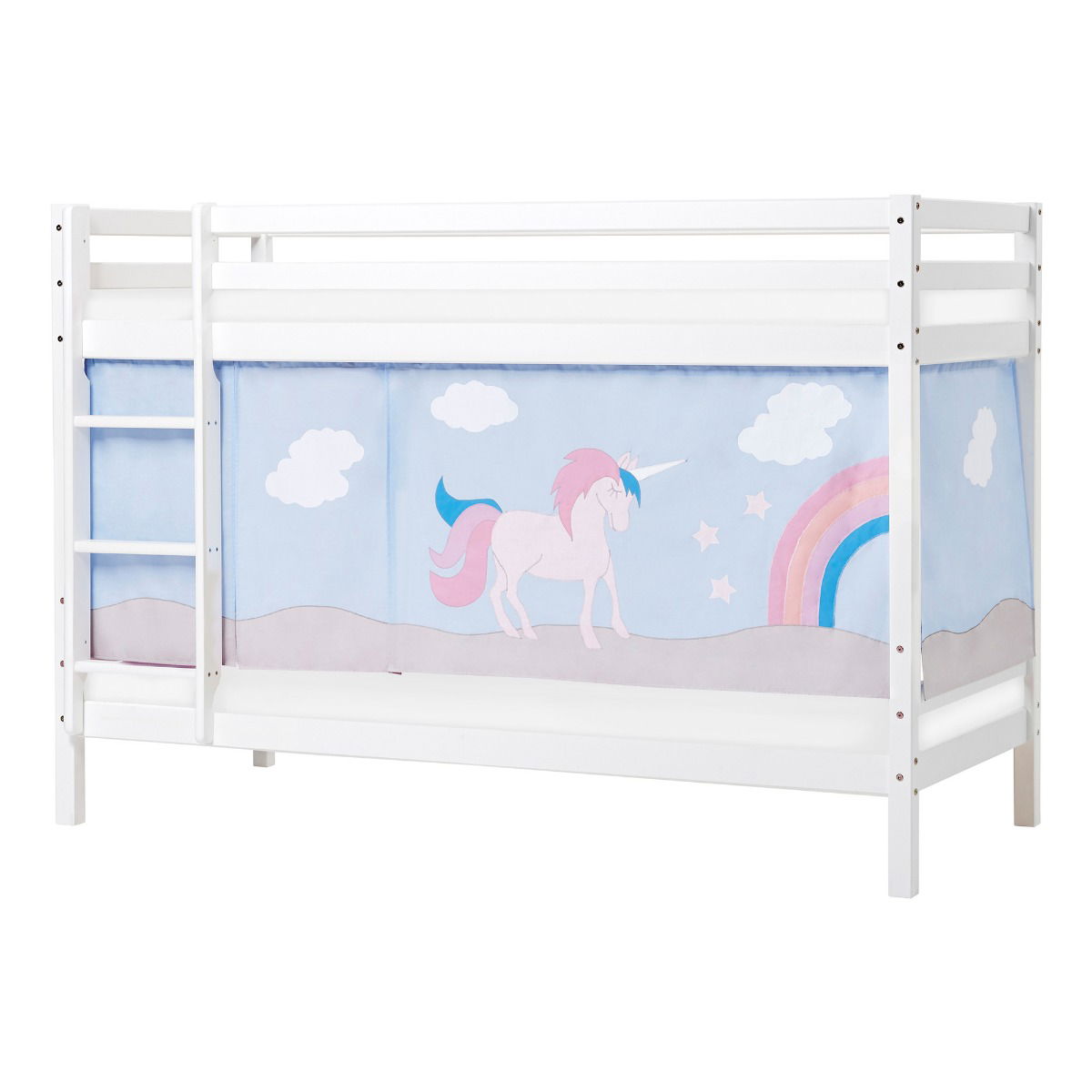 BUNDLE ECO Dream Etagenbett 90x200 cm (nicht teilbar) mit UNICORN Vorhang und ECO Dream-Matratze
