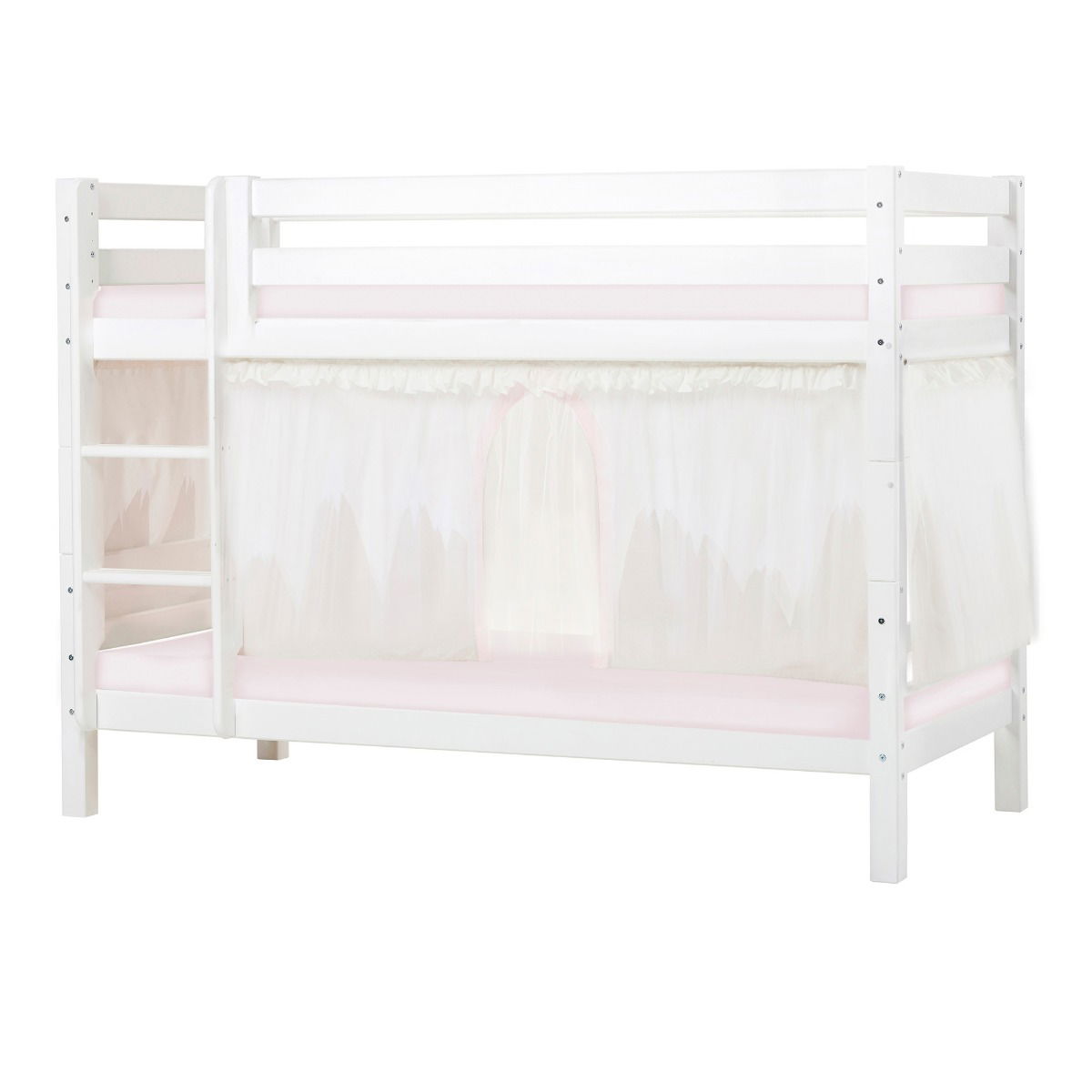 BUNDLE ECO Luxury Etagenbett 90x200 cm mit WINTER WONDERLAND Vorhang und Kaltschaum-Matratze