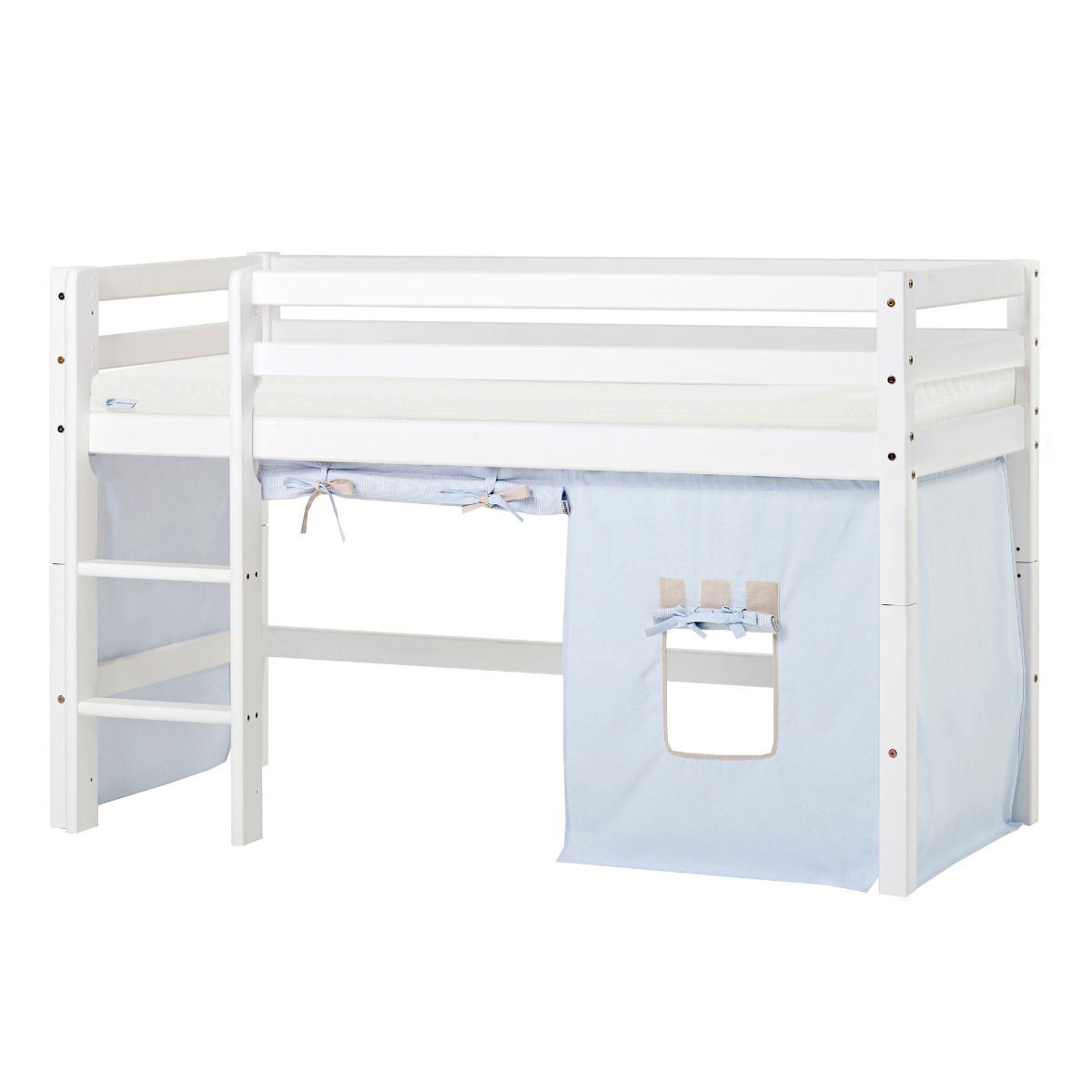 BUNDLE ECO Dream Halbhochbett 70x160 cm mit FAIRYTALE KNIGHT Vorhang und ECO Dream-Matratze