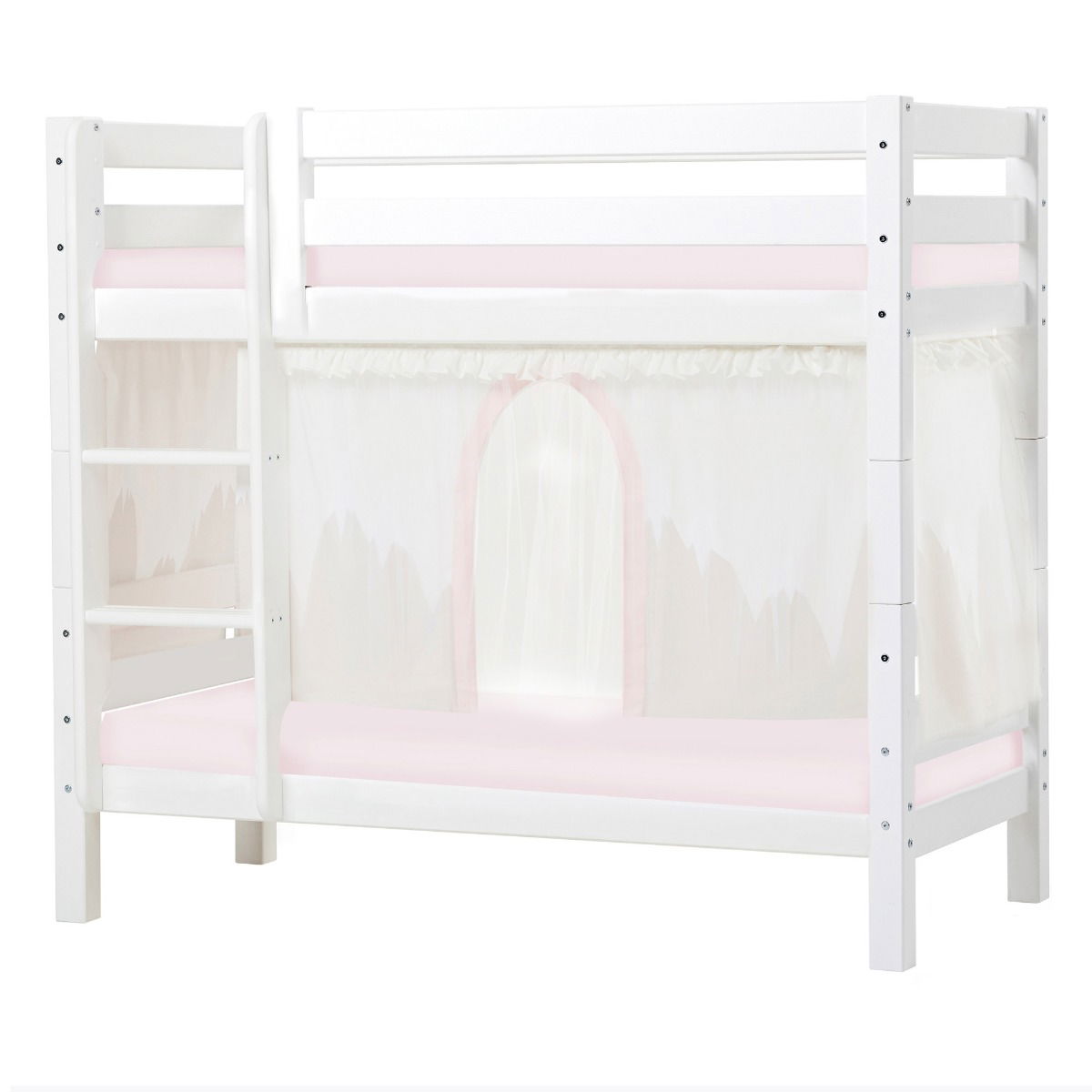 BUNDLE ECO Luxury Etagenbett 70x160 cm mit WINTER WONDERLAND Vorhang und Schaummatratze