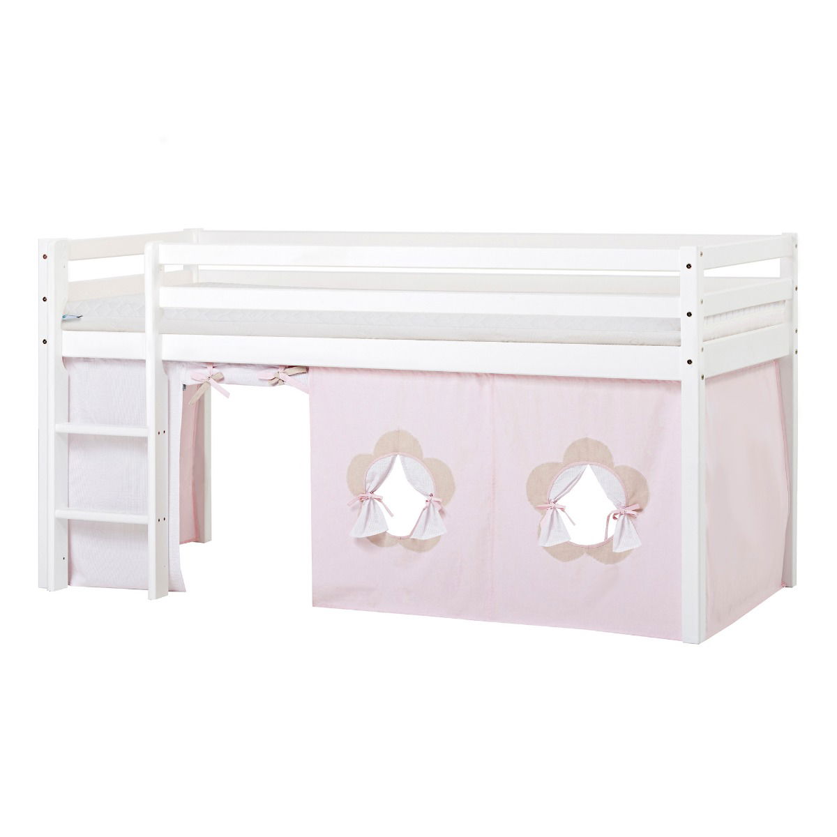 BUNDLE ECO Dream Halbhochbett 90x200 cm (nicht teilbar) mit FAIRYTALE FLOWER Vorhang und ECO Dream-Matratze