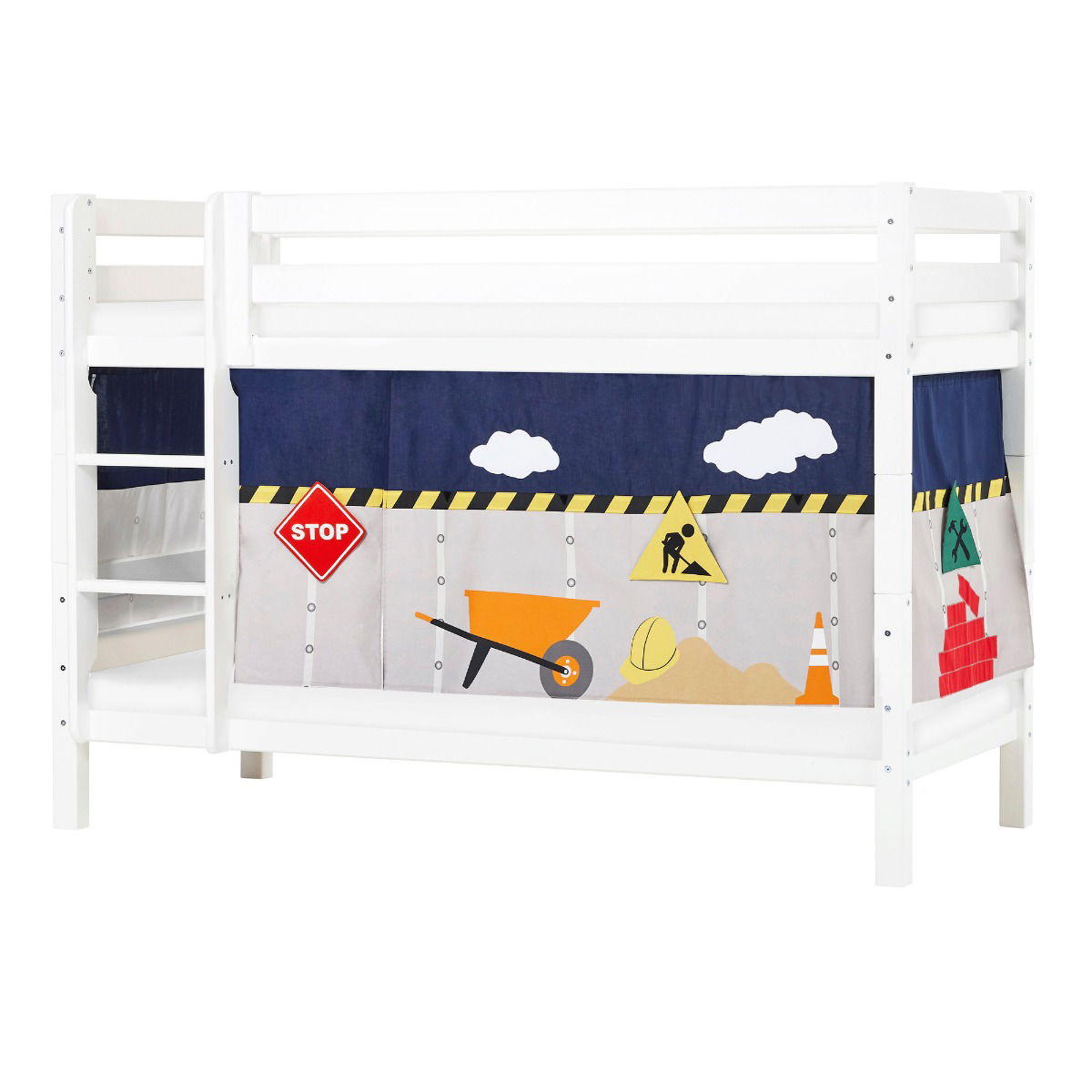 BUNDLE ECO Luxury Etagenbett 90x200 cm mit CONSTRUCTION-Vorhang und ECO Luxury Matratze