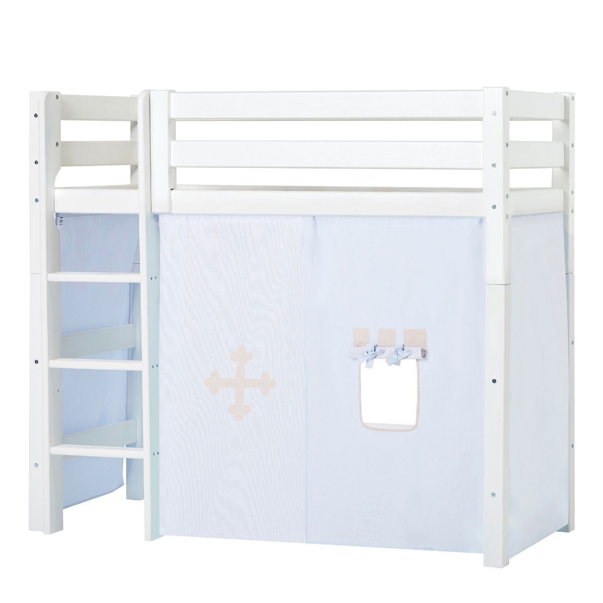 BUNDLE ECO Luxury Mittel-Hochbett 70x160 cm mit FAIRYTALE KNIGHT-Vorhang