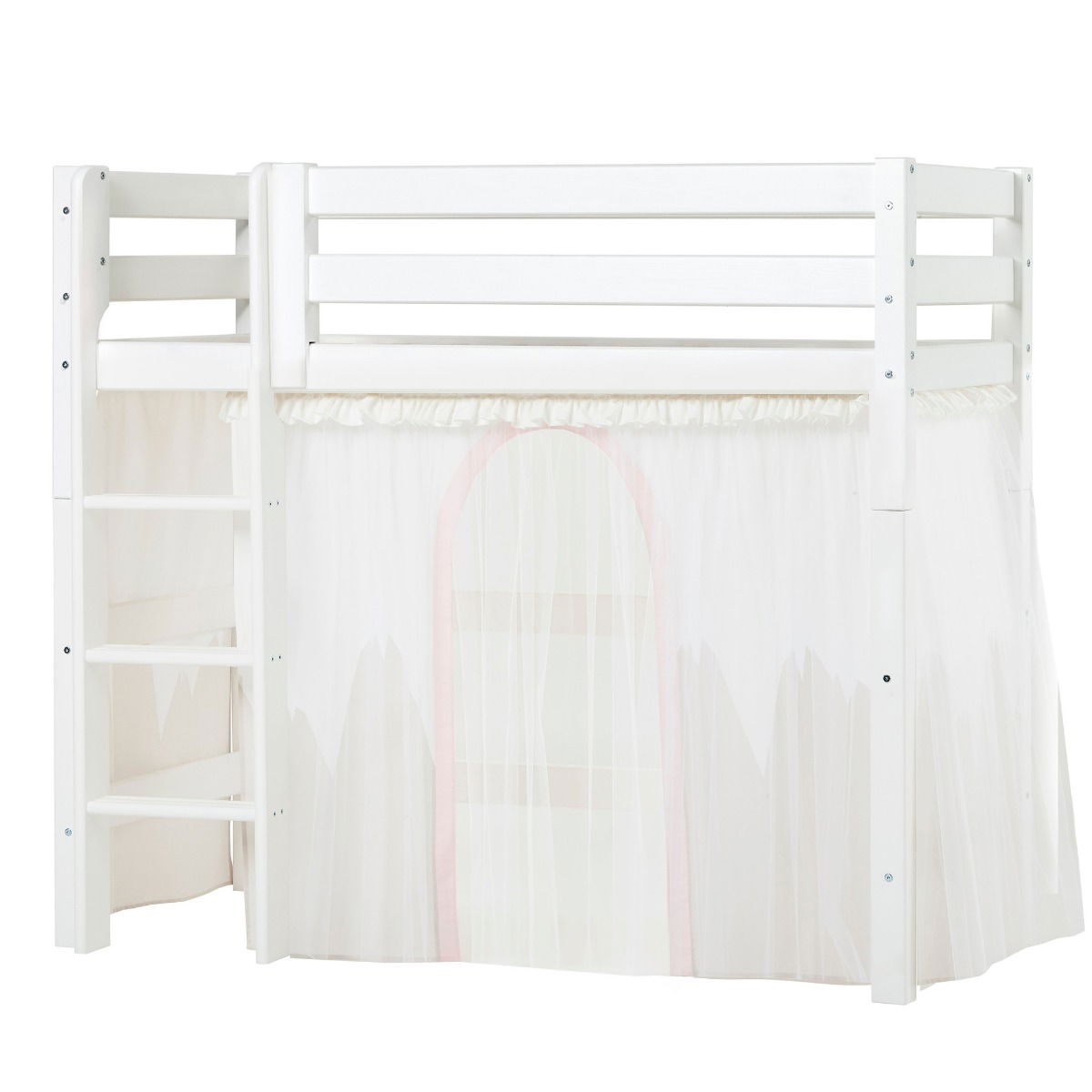 BUNDLE ECO Luxury Mittel-Hochbett 70x160 cm mit WINTER WONDERLAND Vorhang
