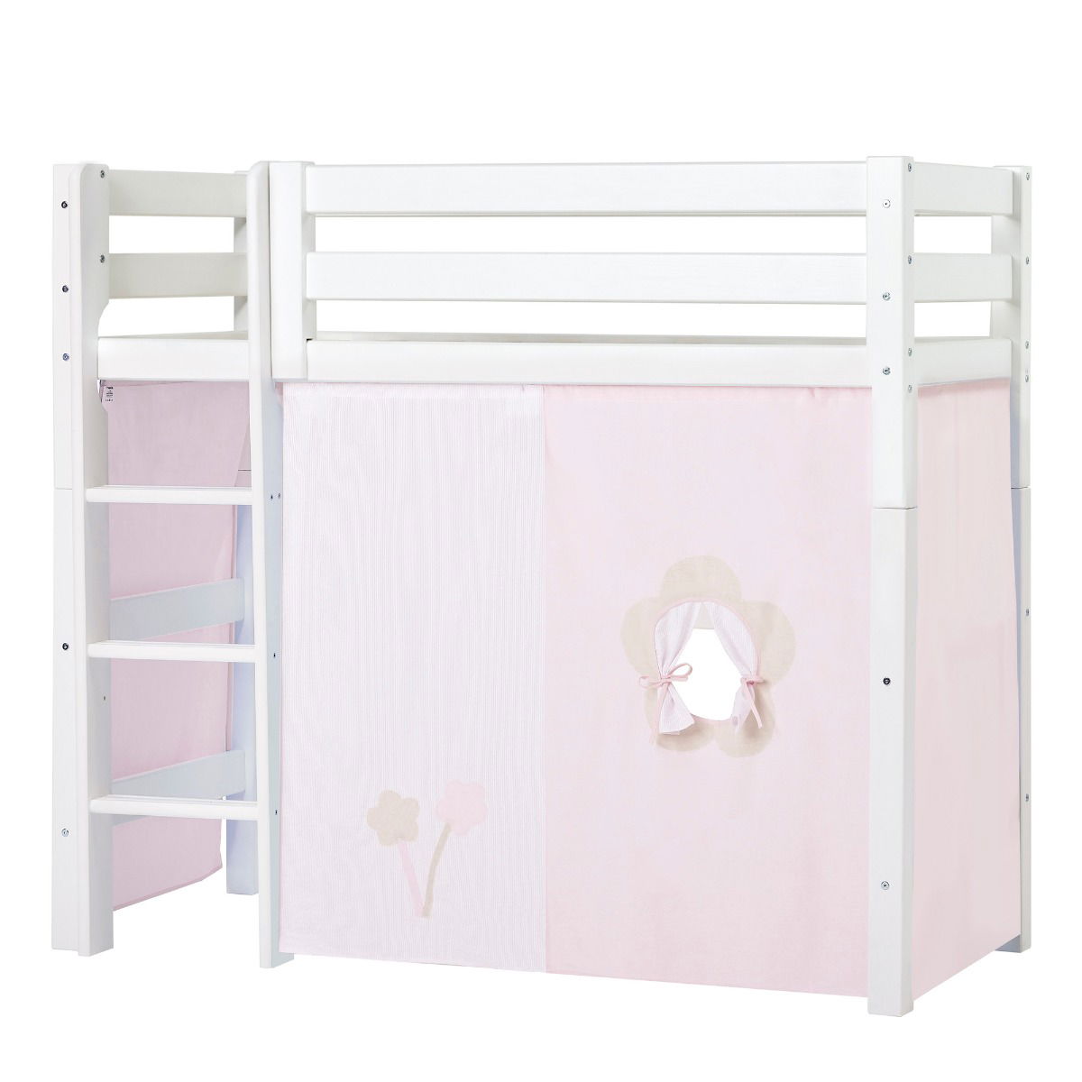BUNDLE ECO Luxury Mittel-Hochbett 70x160 cm mit FAIRYTALE FLOWER-Vorhang