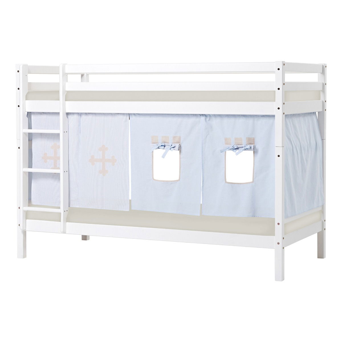 BUNDLE ECO Dream Etagenbett 90x200 cm mit FAIRYTALE KNIGHT Vorhang und Kaltschaum-Matratze