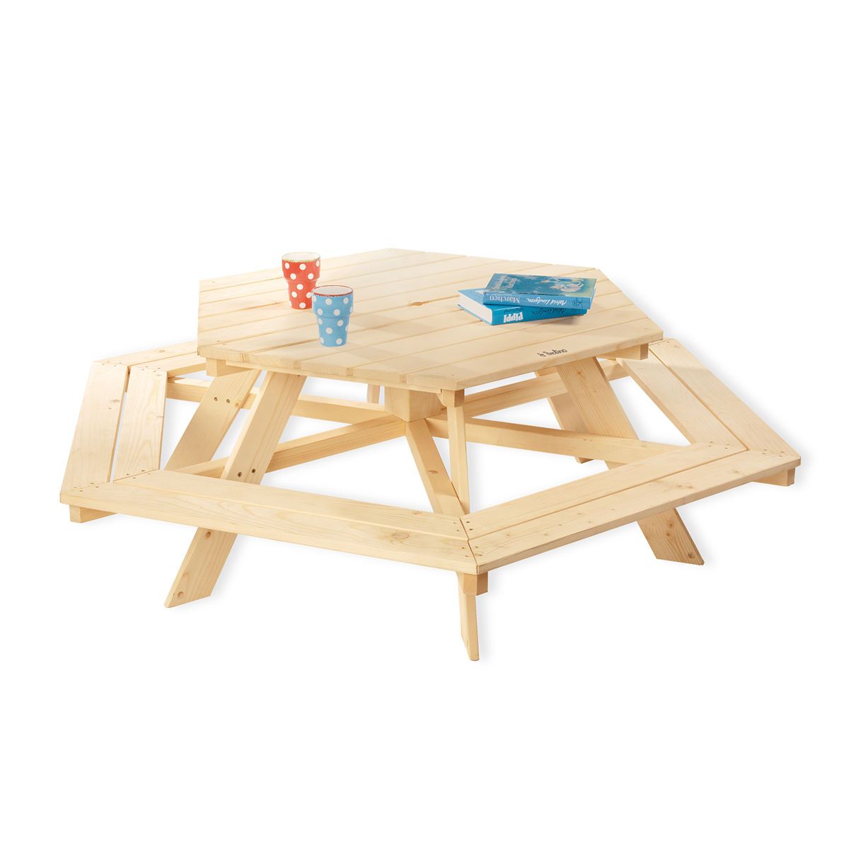 Pinolino Kindersitzgarnitur Nicki 6-Eck - natur Sitzgruppe Fichte massiv, unbehandelt