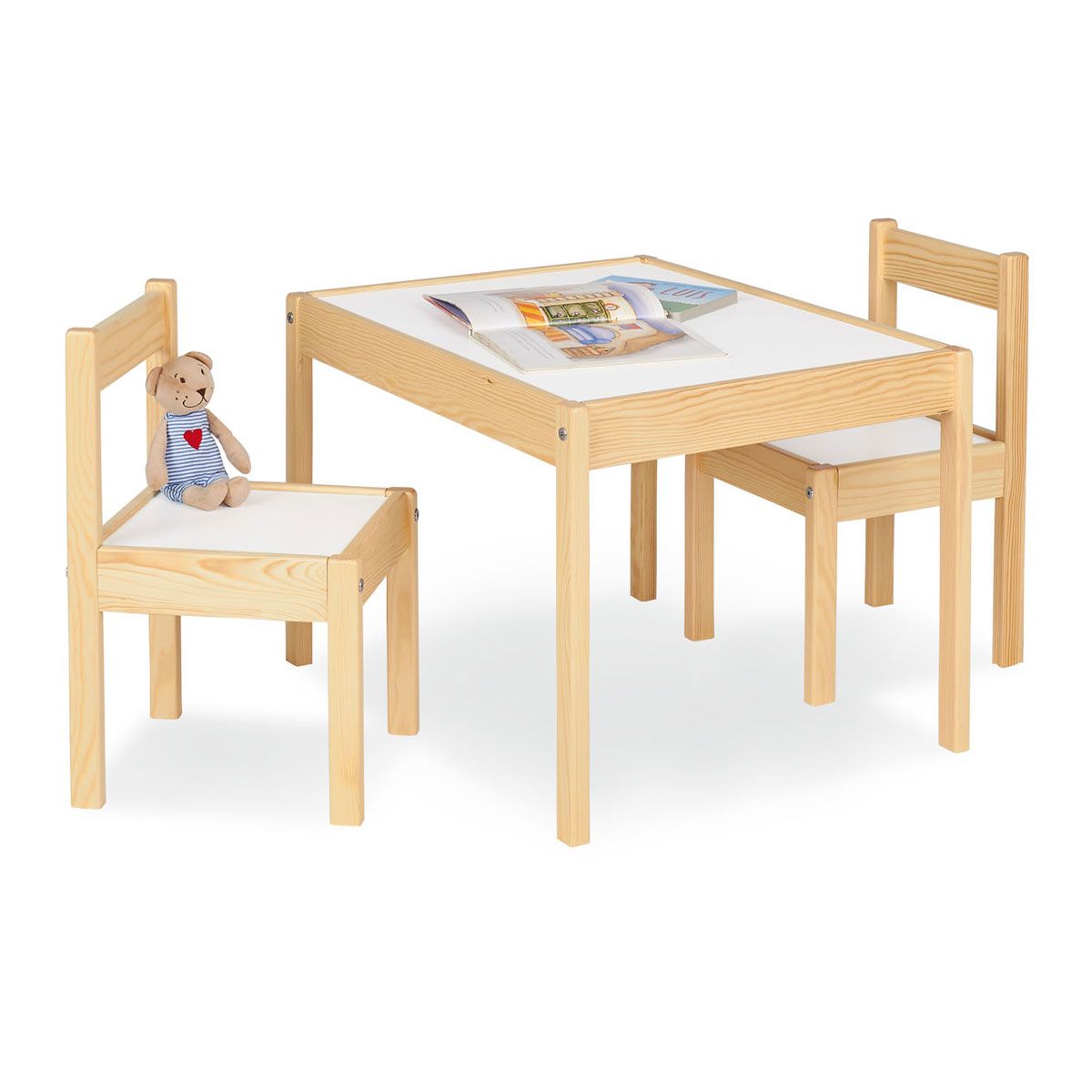 Pinolino Kindersitzgruppe Olaf, 3-tlg. Kindersitzmöbel mit 2 Stühlen und 1 Tisch