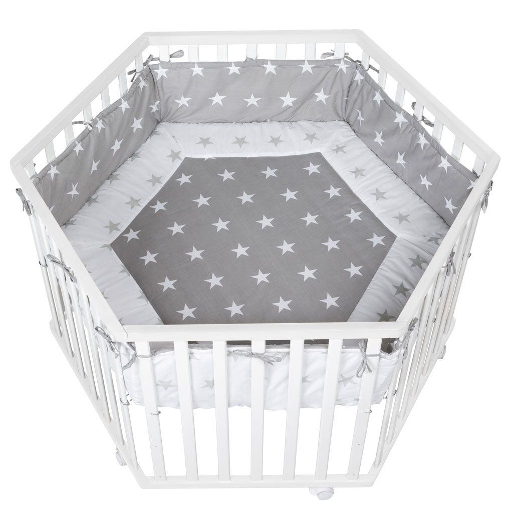 Roba Laufgitter Little Stars Cosiplay weiß, 6-eckig, BIO Buche massiv