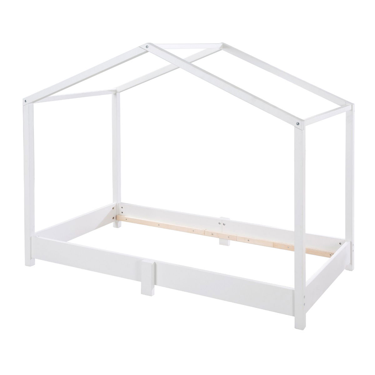 Roba bodentiefes Hausbett 70x140cm weiß lackiert, Massivholz